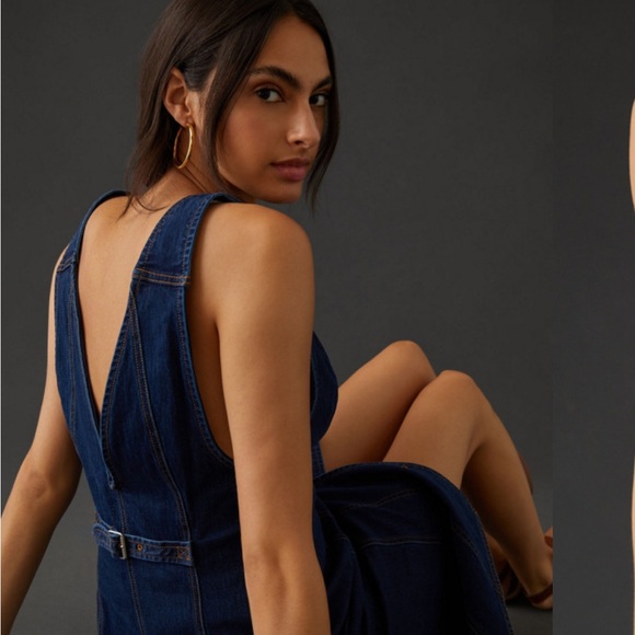 Anthropologie Pilcro dark wash denim double-breasted vest dress - Picture 10 of 14